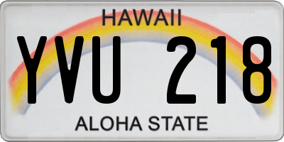HI license plate YVU218