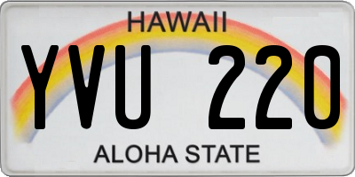 HI license plate YVU220
