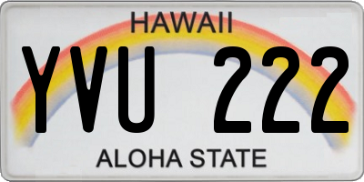 HI license plate YVU222