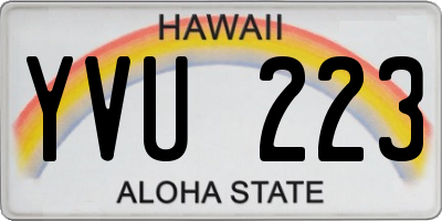 HI license plate YVU223