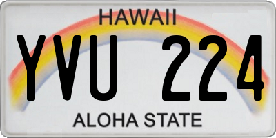HI license plate YVU224
