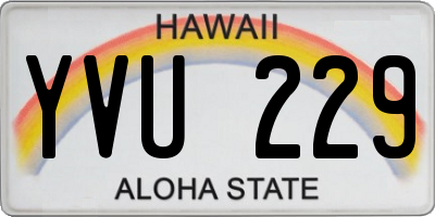 HI license plate YVU229