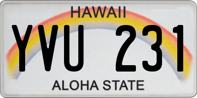 HI license plate YVU231
