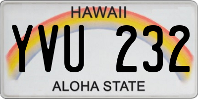 HI license plate YVU232