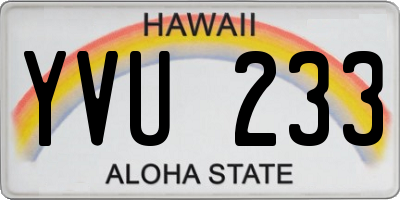 HI license plate YVU233