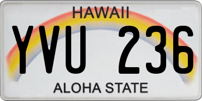 HI license plate YVU236