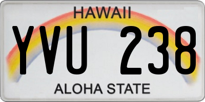 HI license plate YVU238