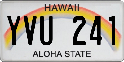 HI license plate YVU241