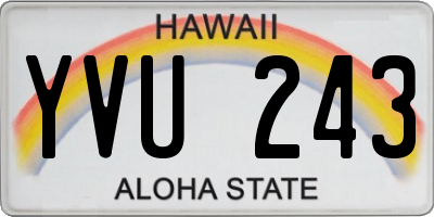 HI license plate YVU243