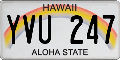 HI license plate YVU247