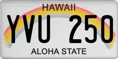 HI license plate YVU250