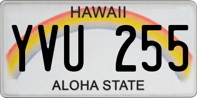 HI license plate YVU255