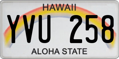 HI license plate YVU258