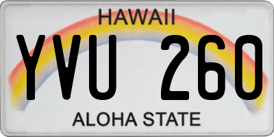 HI license plate YVU260