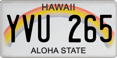 HI license plate YVU265