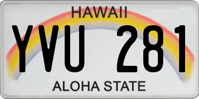 HI license plate YVU281