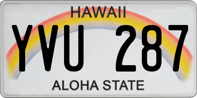 HI license plate YVU287
