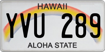 HI license plate YVU289