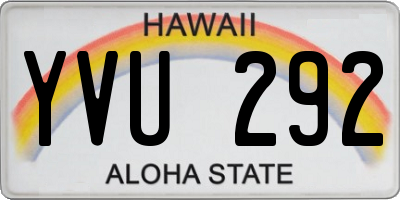 HI license plate YVU292