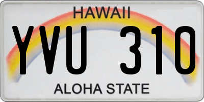 HI license plate YVU310