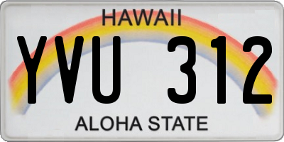 HI license plate YVU312