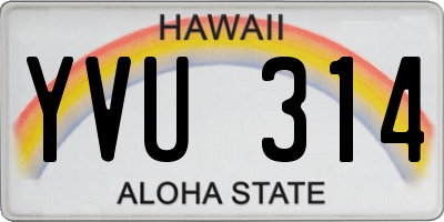 HI license plate YVU314