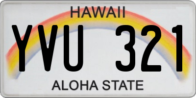 HI license plate YVU321