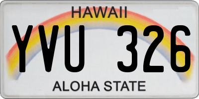 HI license plate YVU326