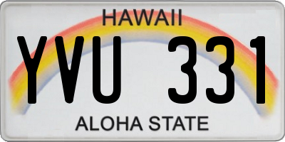 HI license plate YVU331