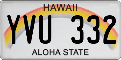 HI license plate YVU332