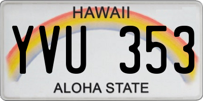HI license plate YVU353