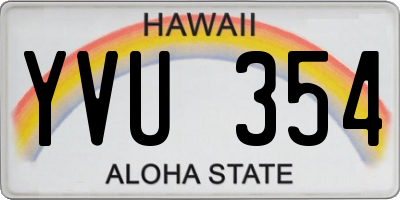 HI license plate YVU354