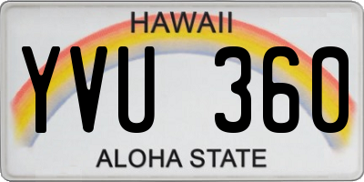 HI license plate YVU360