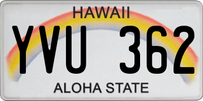 HI license plate YVU362