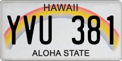 HI license plate YVU381
