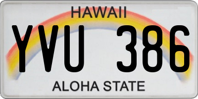 HI license plate YVU386