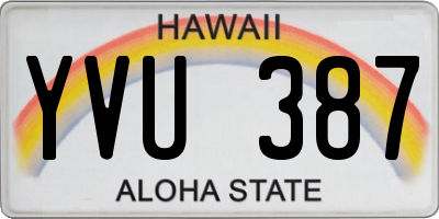 HI license plate YVU387