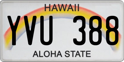 HI license plate YVU388