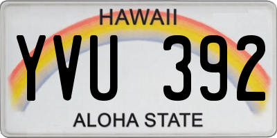 HI license plate YVU392