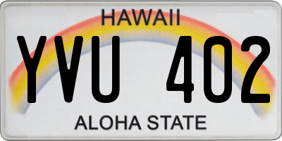 HI license plate YVU402