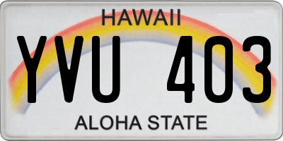 HI license plate YVU403