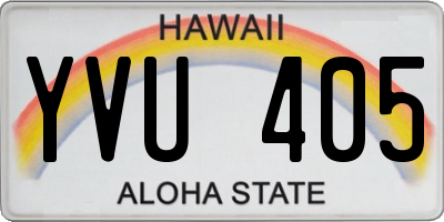 HI license plate YVU405