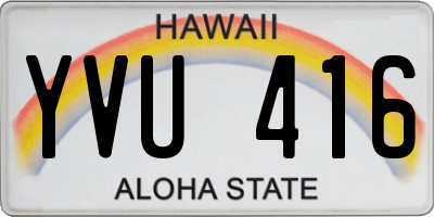 HI license plate YVU416