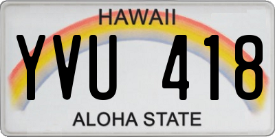 HI license plate YVU418