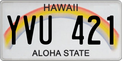 HI license plate YVU421