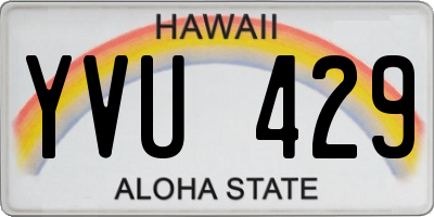 HI license plate YVU429