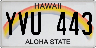 HI license plate YVU443