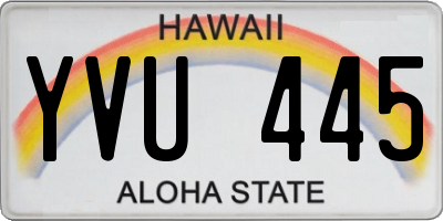 HI license plate YVU445