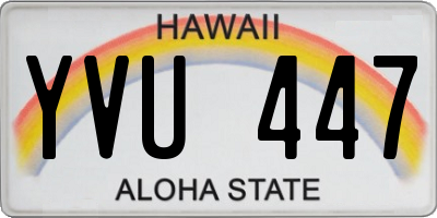 HI license plate YVU447