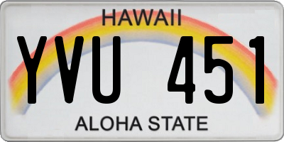 HI license plate YVU451
